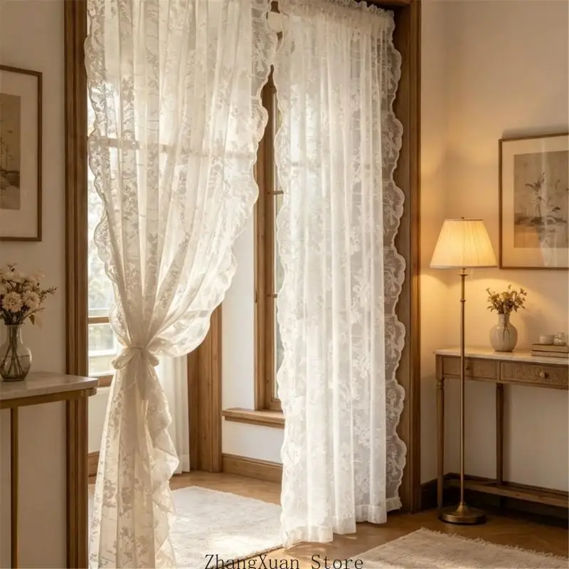Schlafzimmer-Vorhang-Set, bestickte, transparente Bahnen für ruhige Privatsphäre, 3 x – Detail 8