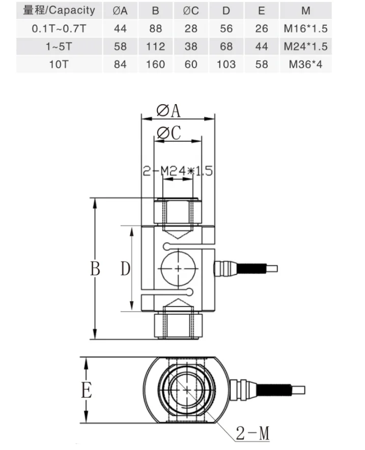 1ton 5ton 10 ton 500kg S Loadcell Compression Tension Beam S-type Load Cell