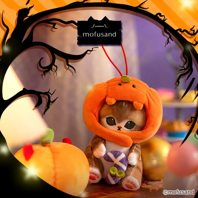 ของแท้ Mofusand ฟักทองฮาโลวีนตุ๊กตา Plush จี้กระเป๋าเป้สะพายหลังจี้มือน่ารักเดสก์ท็อปตกแต่งของเล่นพวงกุญแจวันหยุดของขวัญ