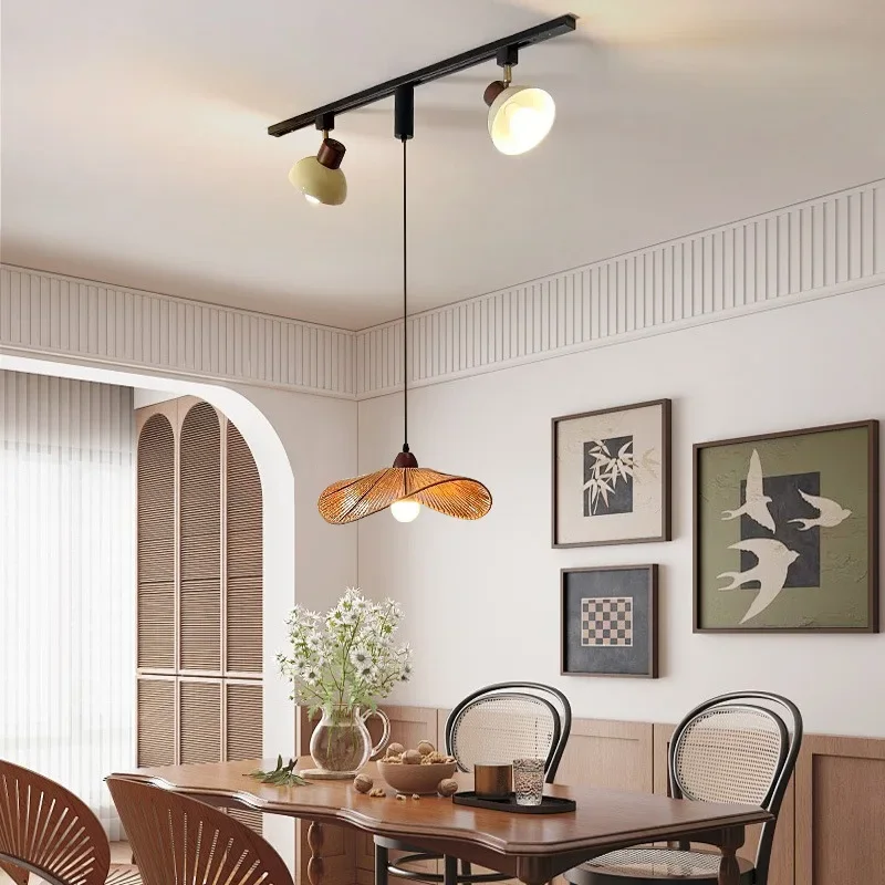 SANDYHA Stylish Minimalist Pendant Light Restaurant Chandelier Modern Decor Home Accent Woodcraft Design for Living Room Dining