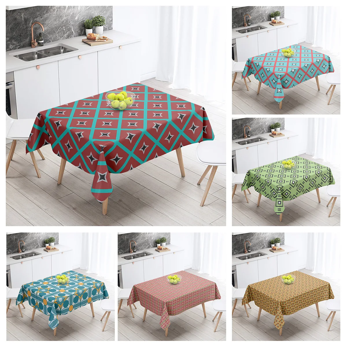 

Домашние скатерти, украшение для столовой и прямоугольные аксессуары для стола, водонепроницаемая ткань, защита от пятен, простые современные абстрактные скандинавские скатерти