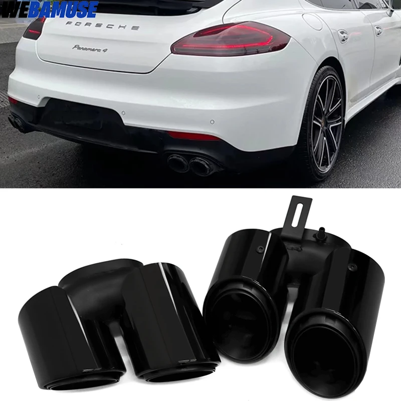 Für 2014-2016 Porsche Panamera Endrohr Auspuff Endrohr Edelstahl Schwarz Quad Auspuff Endrohr