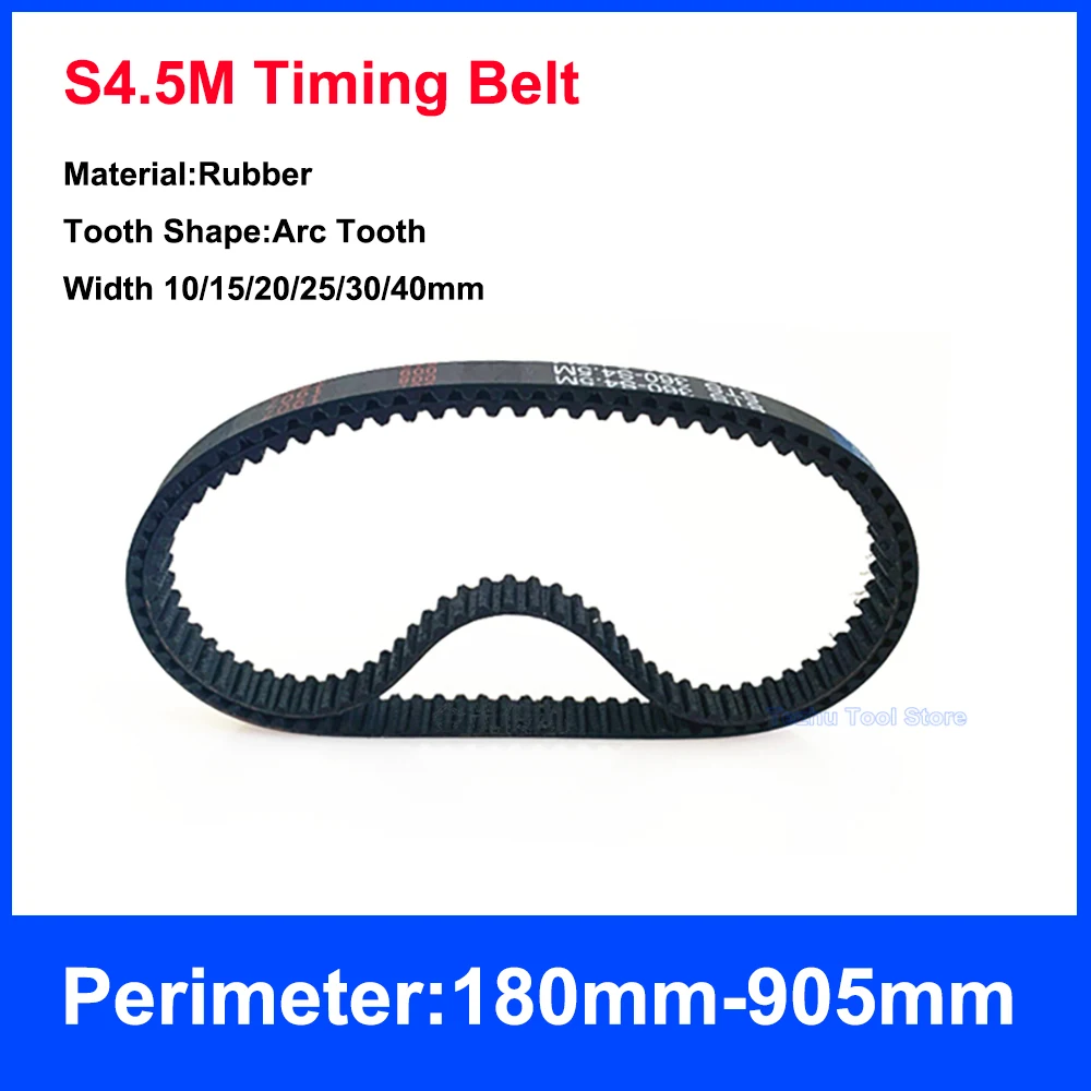 

1PCS S4.5M Timing Belt Perimeter 180mm-905mm Black Rubber Closed Loop Synchronous Belt Width 10/15/20/25/30/40mm