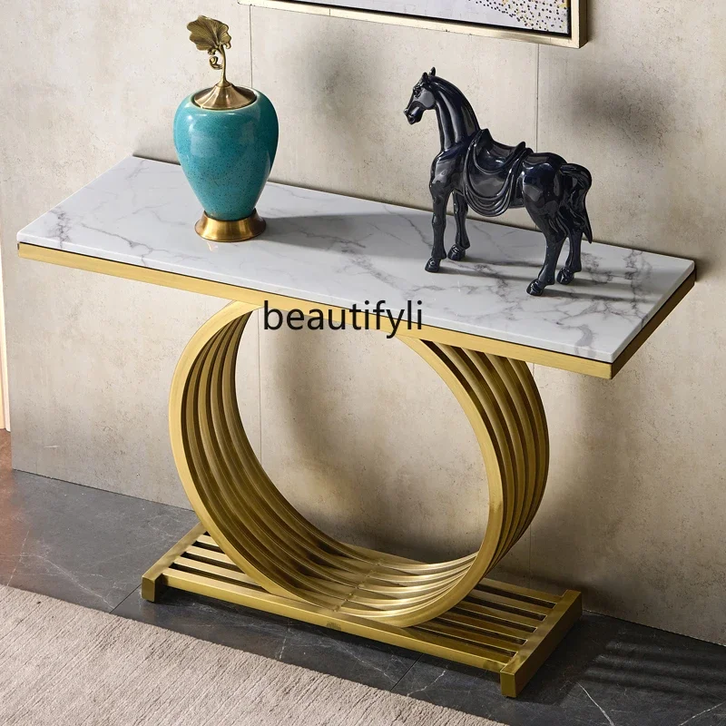 

Light luxury hotel lobby entrance table Italian designer entrance platform against the wall9344