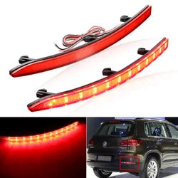 2Pcs For VW Tiguan 2007-2016 2008 2010 2011 2012 2013 2014 2015 LED Car Rear Bumper Reflector Lens Stop Brake Lights Turn Light