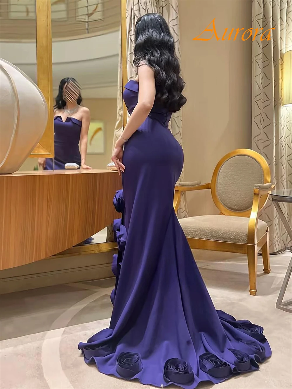 Customized Elegant Strapless Evening Dress and Temperament Jersey Special Occasion Gowns and Delicate Flowers Cocktail Dresses