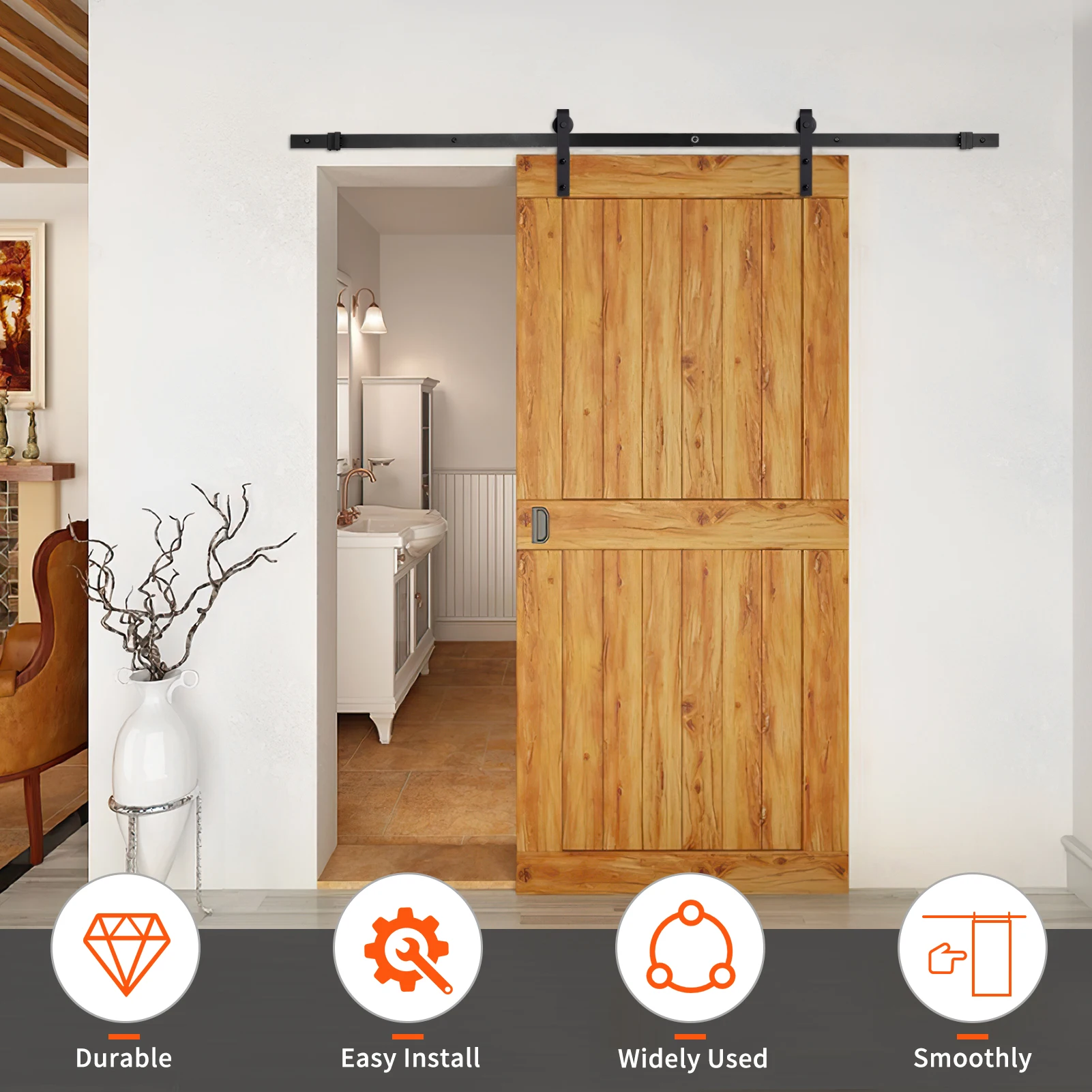 مسارات باب الحظيرة الأثاث المعدني الشرائح باب الحظيرة الأجهزة معلقة السكك الحديدية المنزل انزلاق الباب مسار الحظيرة نظام باب الحظيرة الشريحة عدة #3