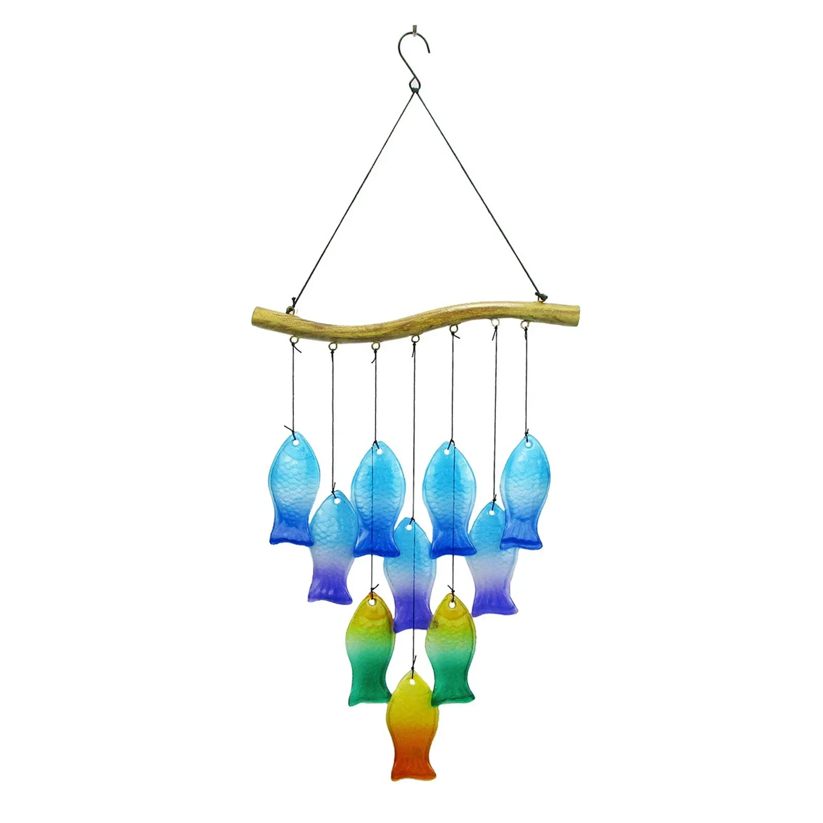 Colorful Fish-Shaped Glass Wind Chime, Durable Artistic Hanging Decor with Soothing Sounds, Decoration for Garden Home