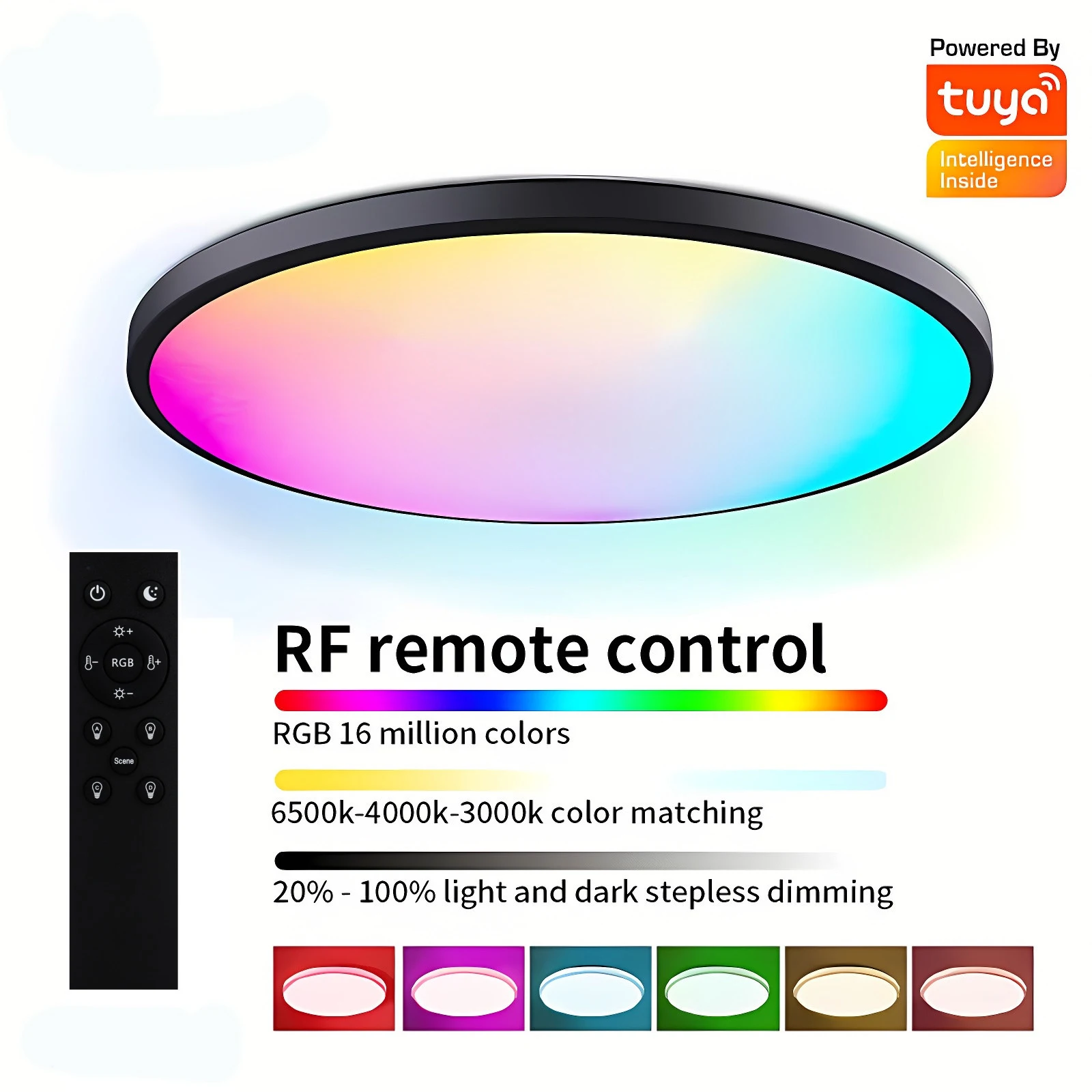 voz app controle bluetooth rgb cor cheia regulavel luzes do painel inteligente moderno wifi tuya mi inteligente led luz de teto para casa 24w 01