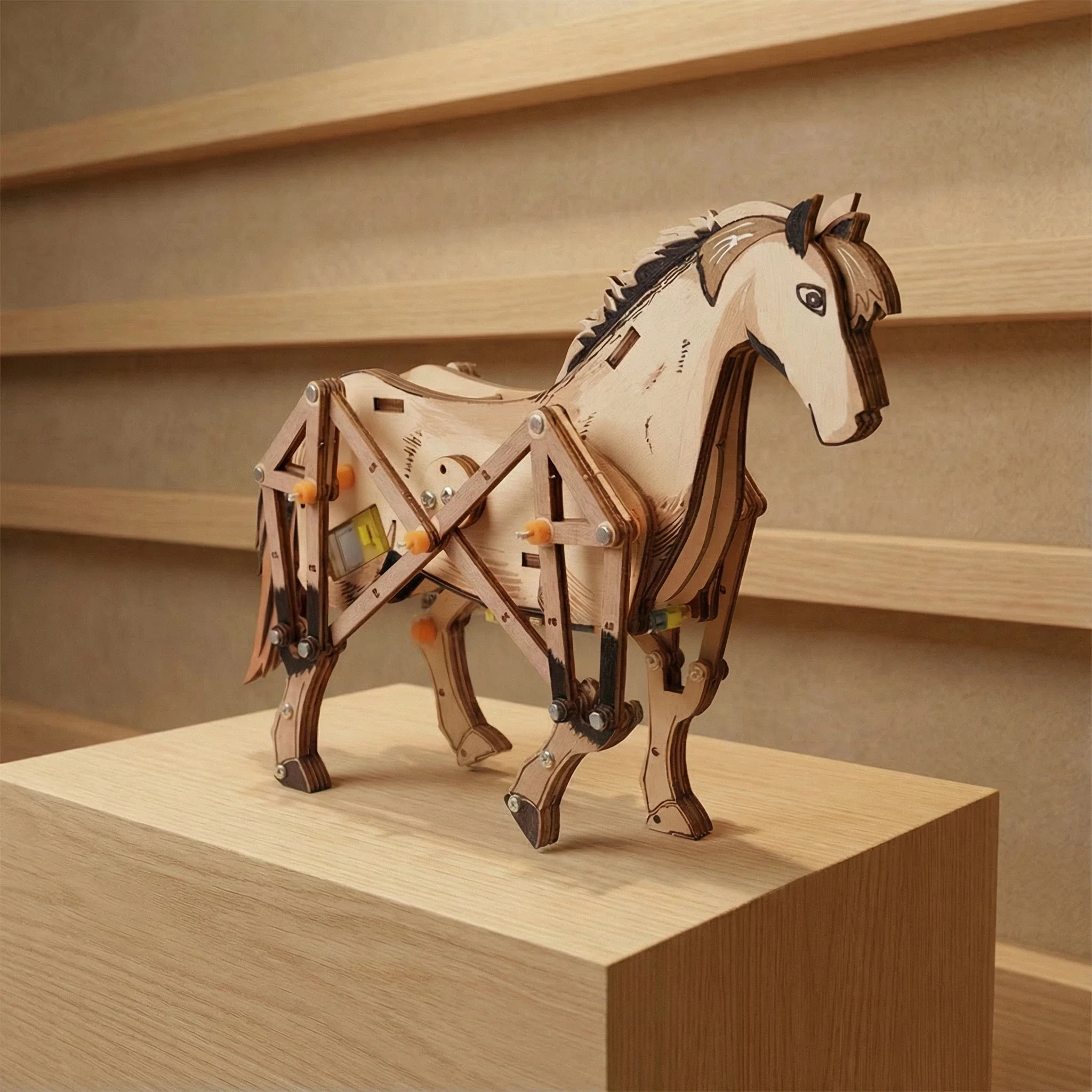 

Механический комплект для сборки лошади «сделай сам», детская игрушка-головоломка с физикой STEM, мелкая производственная модель животного для научного эксперимента