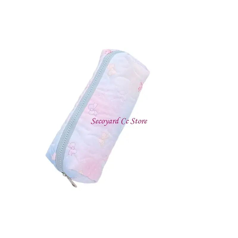 N3UC Bowknot Pen Pouches Multifunctional Pencil Bag Large Capacity Polyester Pencil Case Travel Makeup Bag for Office School
