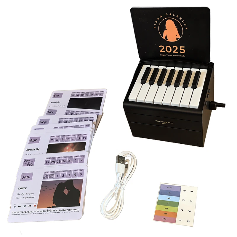 2025 Taylor Piano Calendar Piano Calendar Aesthetic 3D Calendar Piano Playable USB Charging Gift Office with Popular Songs