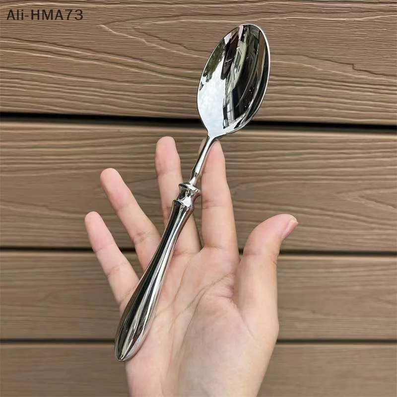 

Stainless Steel Round Spoon Net Red Golden Dinner Long Handle Stirring Dessert Spoons For Kitchen Accessories Gadgets