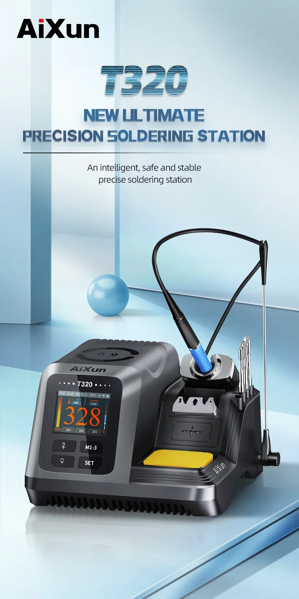 AIXUN T320 200W 2S Rapid Heating Soldering Station with T245 T210 Soldering Iron Handle Tips for Phone PCB Welding Repair