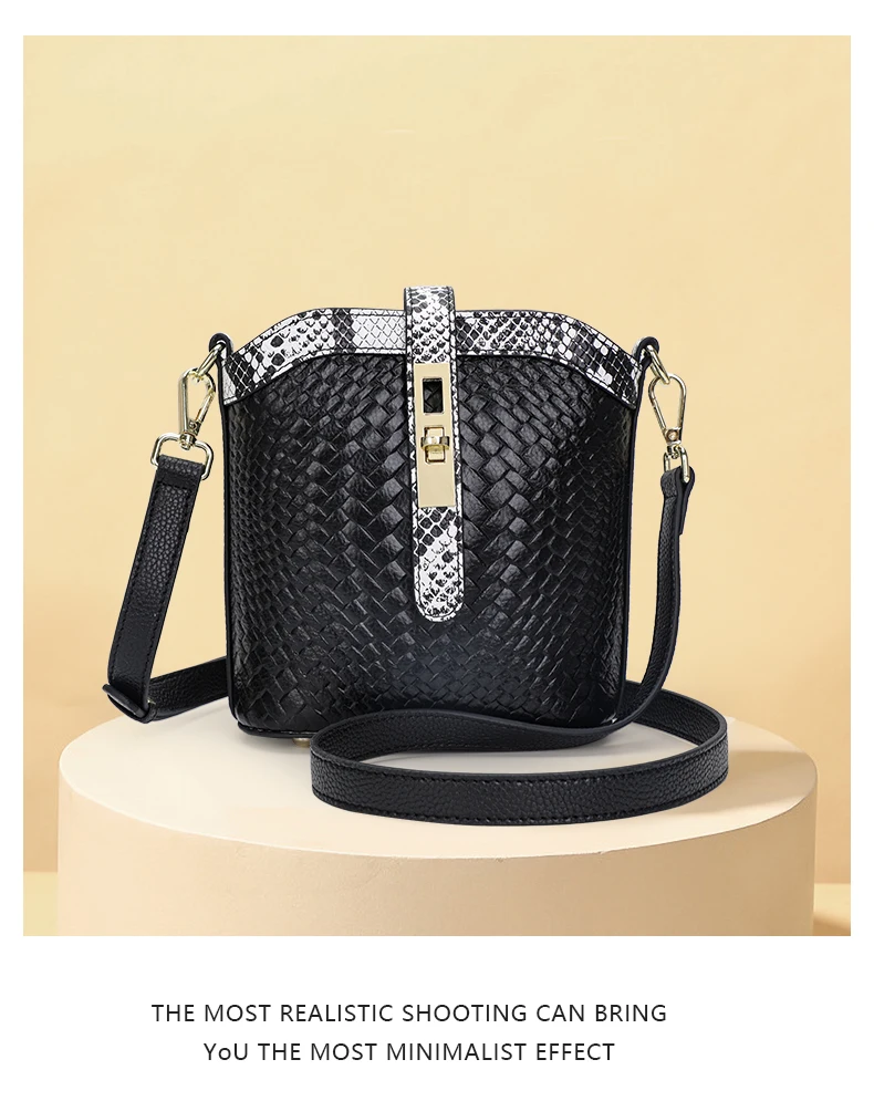 Echte Leder-Bucket-Bag für Damen, Schulter-Crossbody-Tasche aus Rindsleder, 2026 Neuer Trendiger Lässiger Vielseitiger Sommer-Damen-Mini-Bag – Detail 3