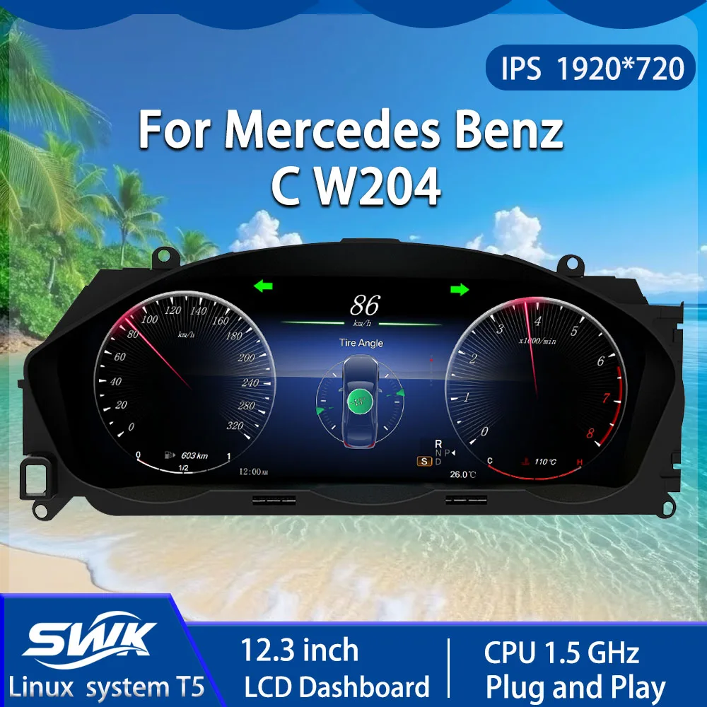 

Для Mercedes Benz C W204 Автомобильная умная ЖК-цифровая приборная панель 12,3 дюйма Linux System Plug and Play Высокая производительность 2 секунда запуска