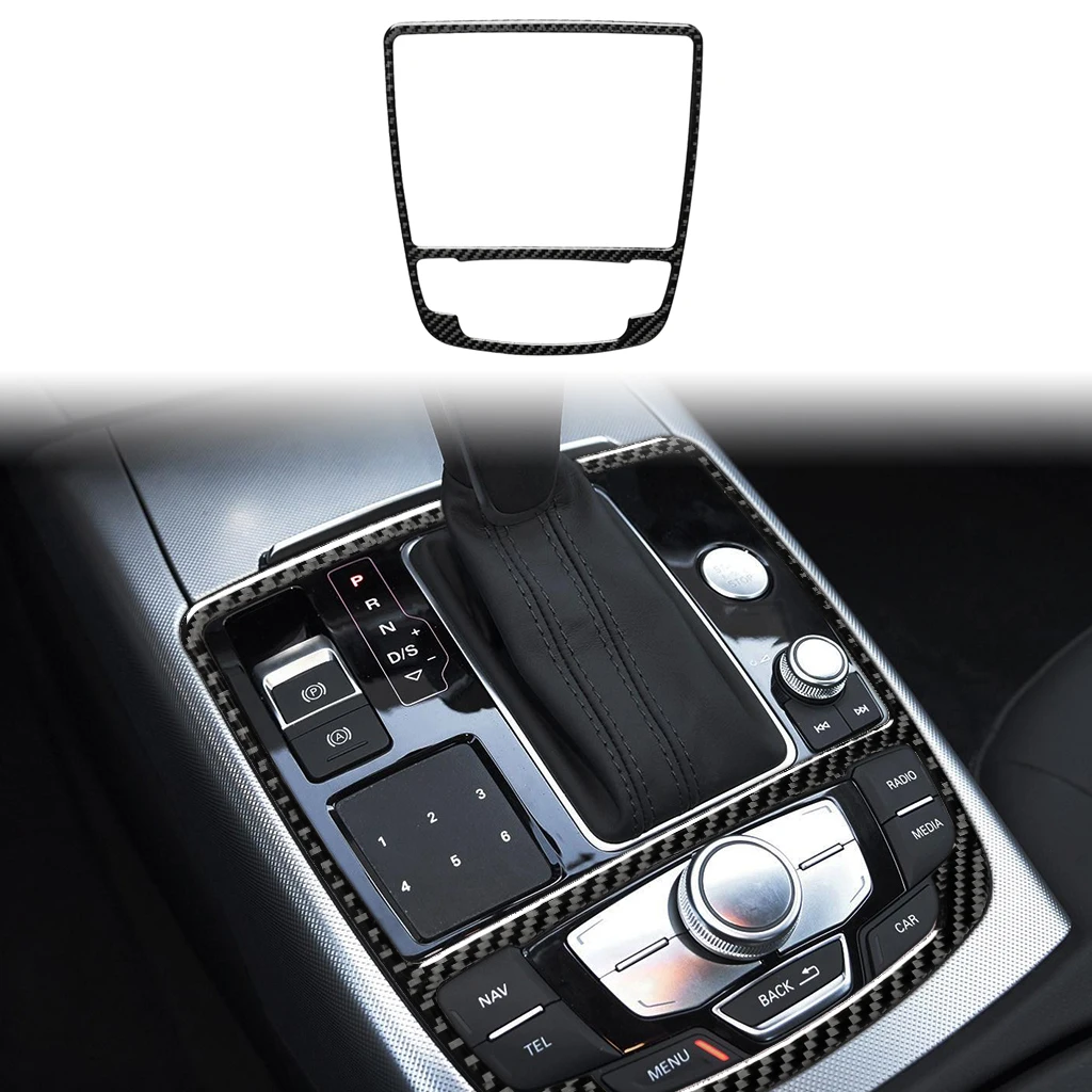 Auto Gear Shift Panel Trim Sticker For Audi A6 C7 Accessories S6 A7 S7 4G8 2012-2018 Carbon Fiber Interior Car Accsesories