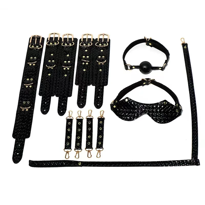 Bondage set with leather handcuffs BDSM bondage kit Gear set