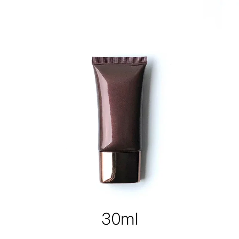 

Flat Style 30ml Empty Cosmetic Container Brown Makeup BB Cream Lotion Packaging Bottle Plastic 30g Soft Tube Free Shipping