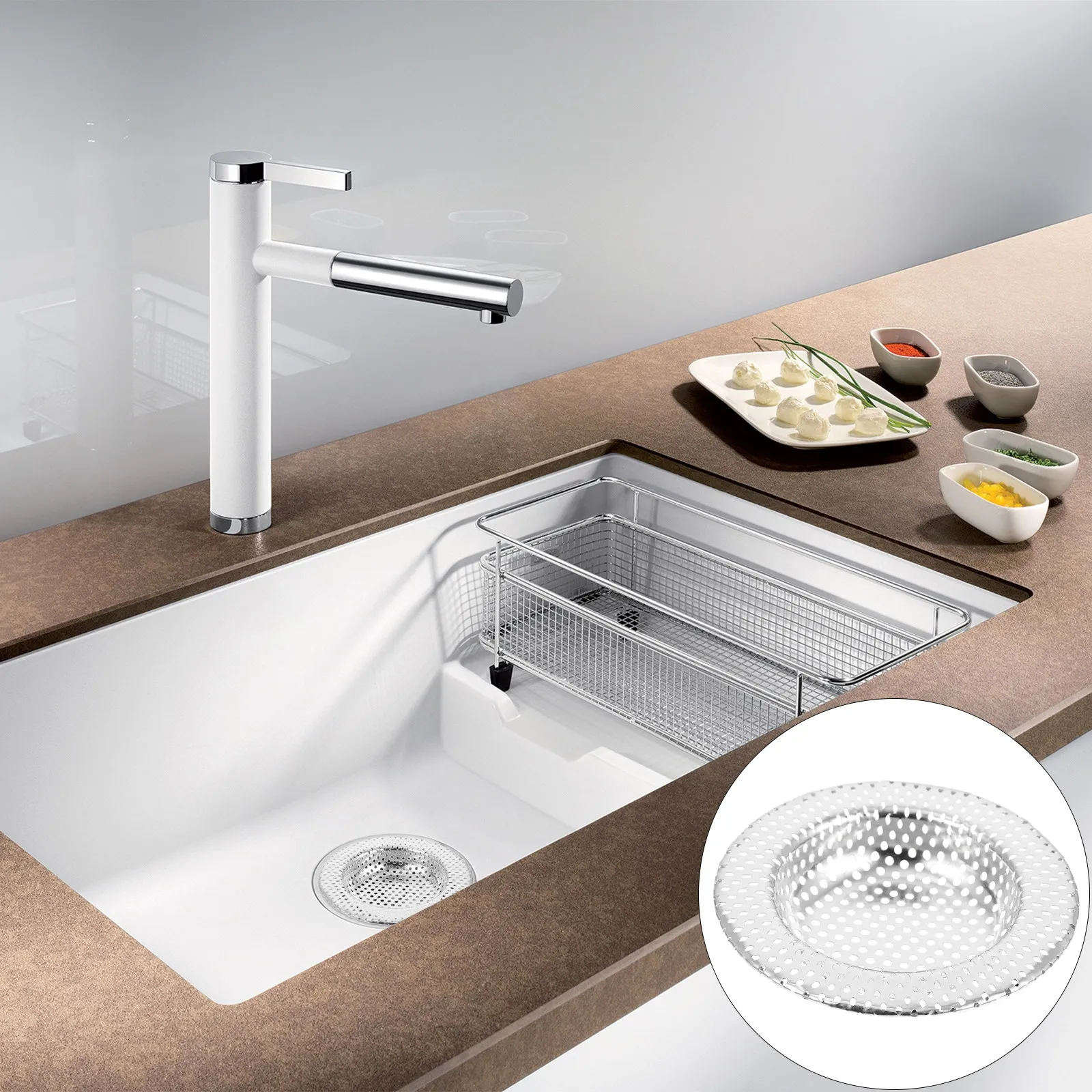 

2Pcs Stainless Steel Kitchen Sink Drain Filter Mesh Hair Stopper Strainer Trap Cover Utility Filter for Bathtub Shower Floor