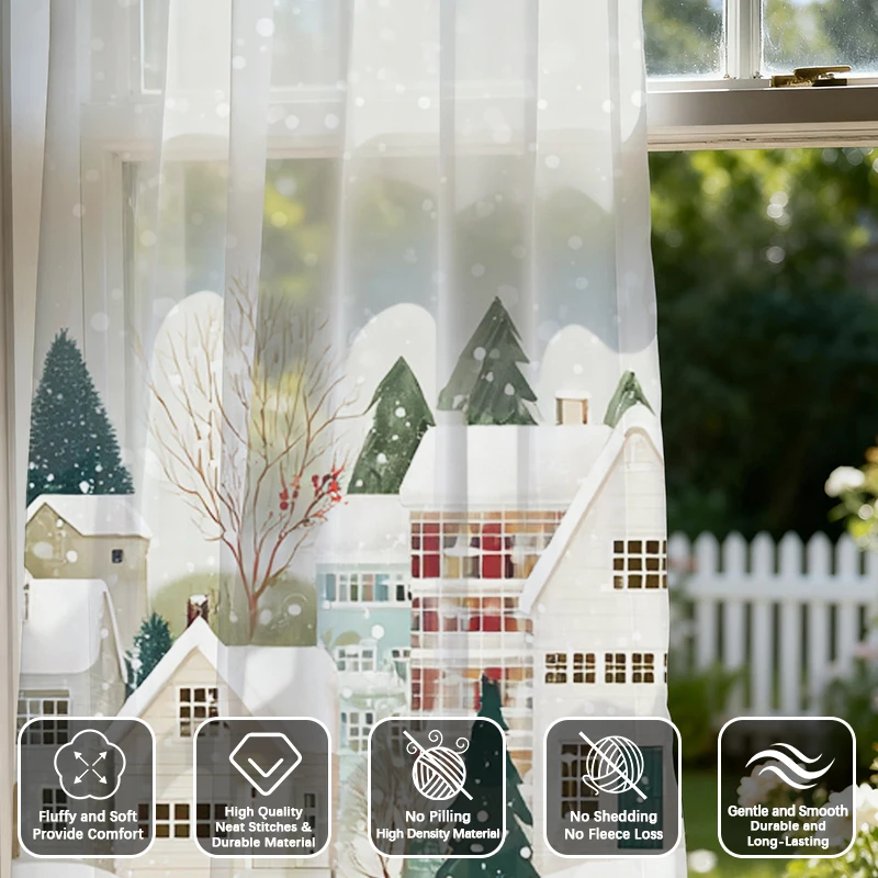 2pcs Christmas Town Snow Scene Window Screen