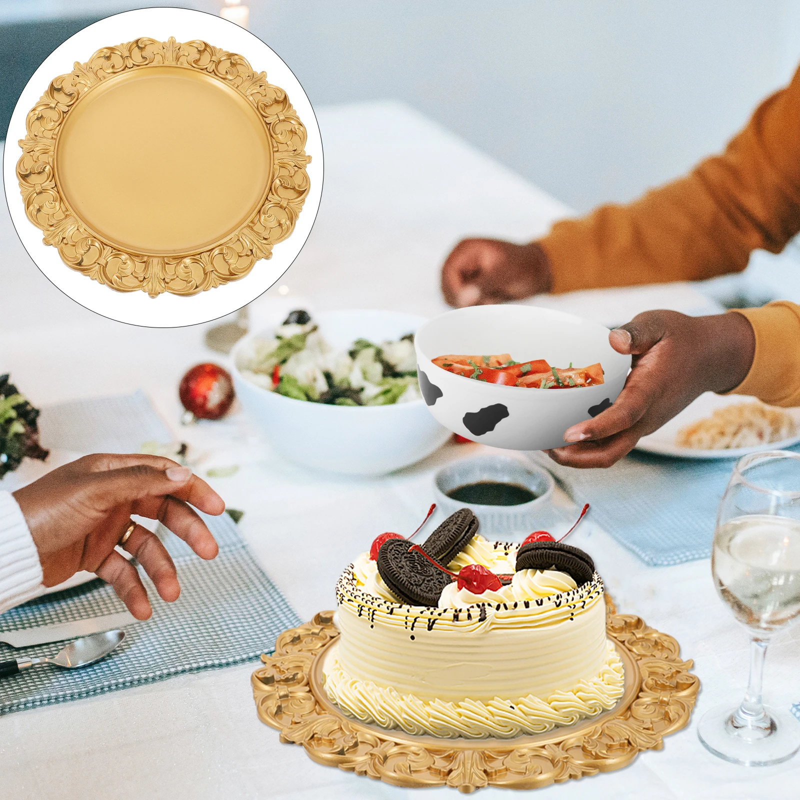 

1pcs Retro Cake Display Tray Dessert Photography Prop Tool For Home Wedding Party Photo Backdrop Plate Storage