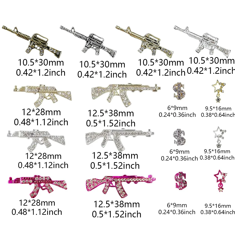 เครื่องยิงตะปู44ชิ้นที่มีเสน่ห์สำหรับปืนยิงตะปูเครื่องลางเล็บสำหรับผู้หญิงอุปกรณ์ตกแต่งศิลปะเล็บ