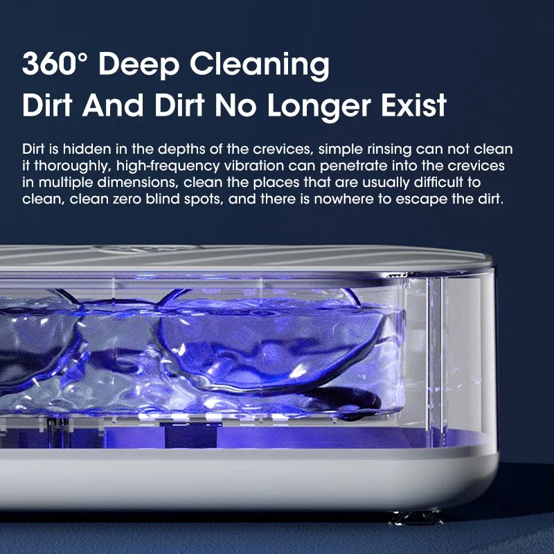 Ultrasonic Cleaning Machine USB Rechargeable High Frequency Vibration Wash Cleaner Eyeglass Necklace Jewelry Dentures Cleaner