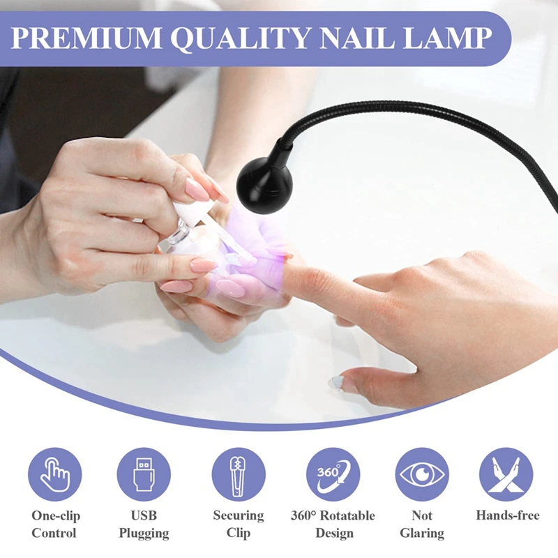 Uv Led Nagellamp-Mini Led Nagellamp Gel X Lamp Voor Nagels Met Bevestigingsclip Draaibaar Led Licht Eenvoudig Te Installeren Eenvoudig Te Gebruiken