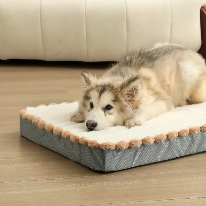 冬用暖かい犬用ベッドマット-小型犬・中型犬用-快適な犬用ベッド-スポンジフォームペット寝具-クレートベッド-ペット睡眠用品