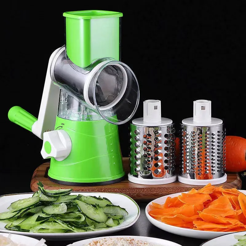 Vegetable Chopper, Round Wide Line Slicer Cheese Shredder Vegetable Slicer Walnut Grinder, Manual Rotary