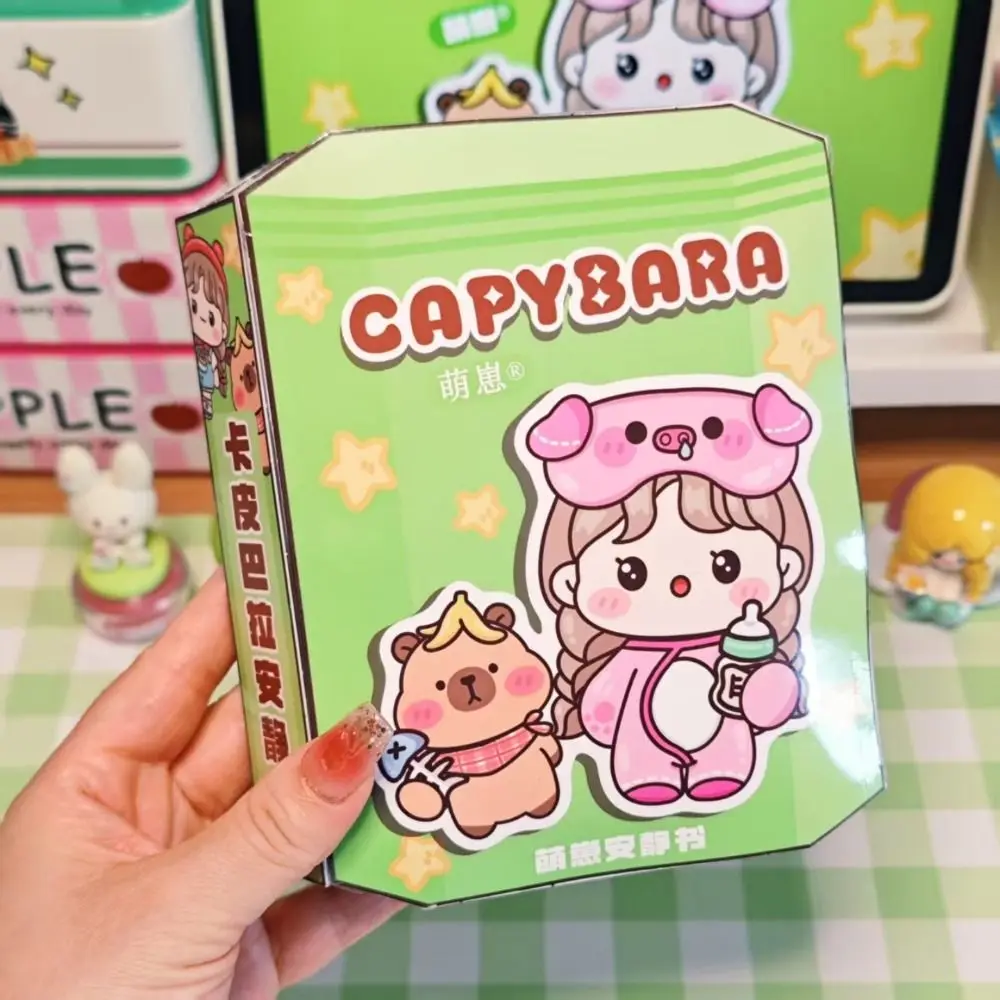 المواد اليدوية DIY قرصة كتاب تعليمي مونتيسوري كابيبالا كتاب هادئ عناصر ألغاز كرتونية ثلاثية الأبعاد كتاب ملصقات الفتيات