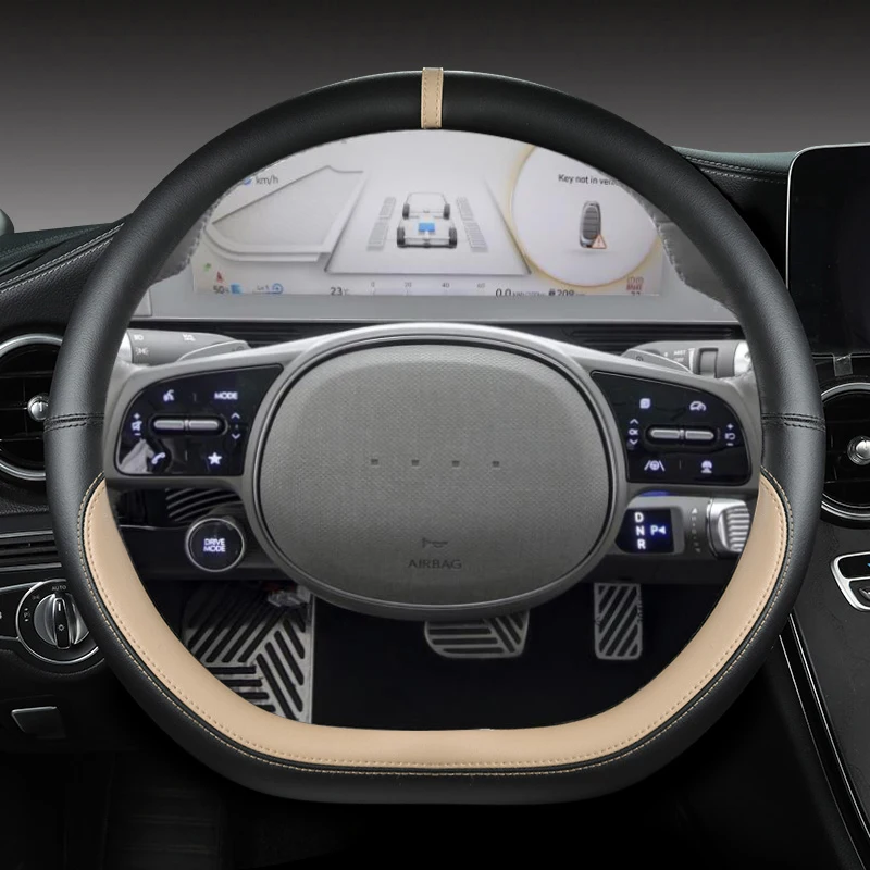 For Hyundai ioniq 5 2016 2017 2018 2019 2020 2021 2022 Car Steering Wheel Cover D Shape PU Leather Auto Accessories interior