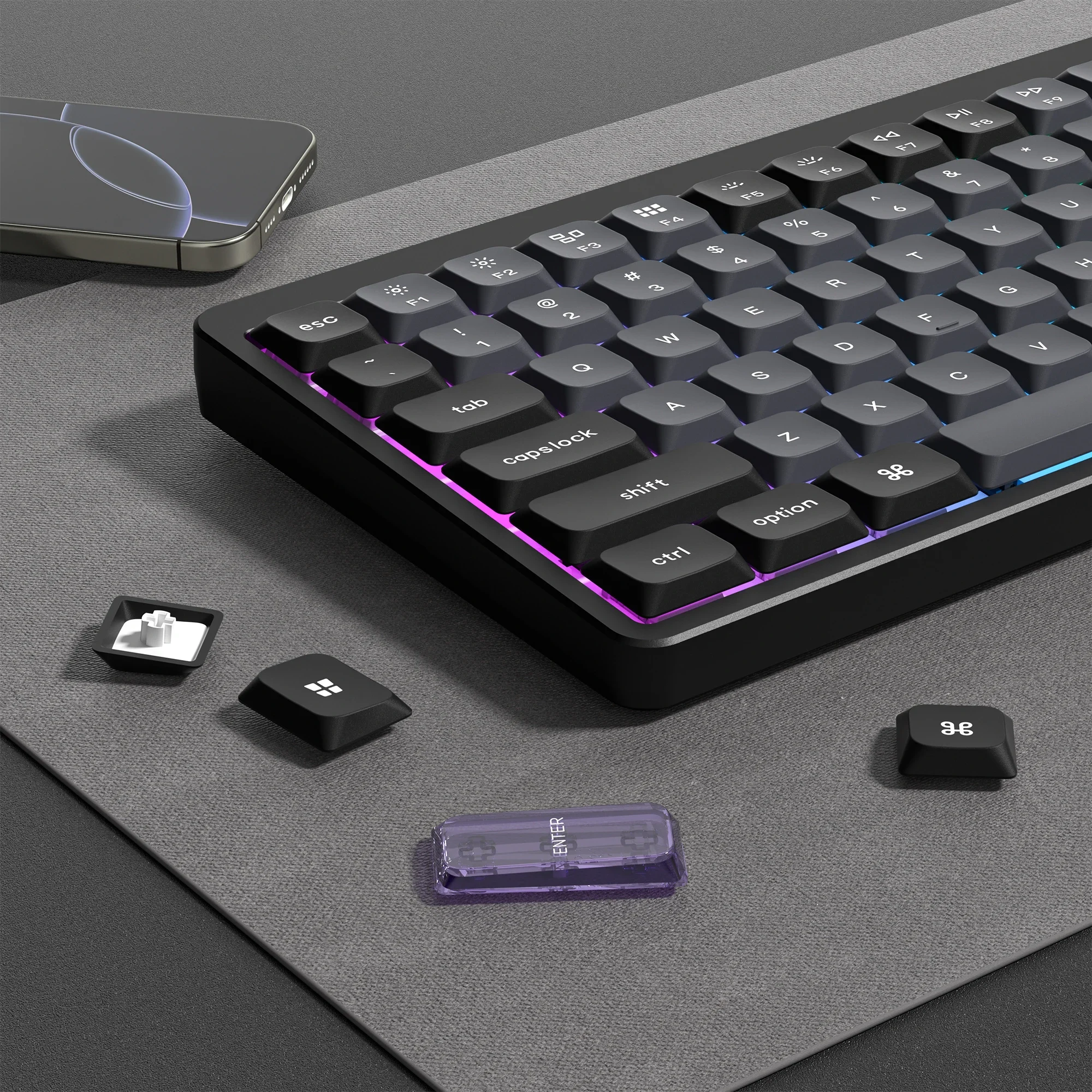 138 Tombol Keycap PBT Profil Rendah Keycap MX Ramping Double Shot Kustom untuk Keyboard Gaming Sakelar Mekanis Gateron Cherry MX