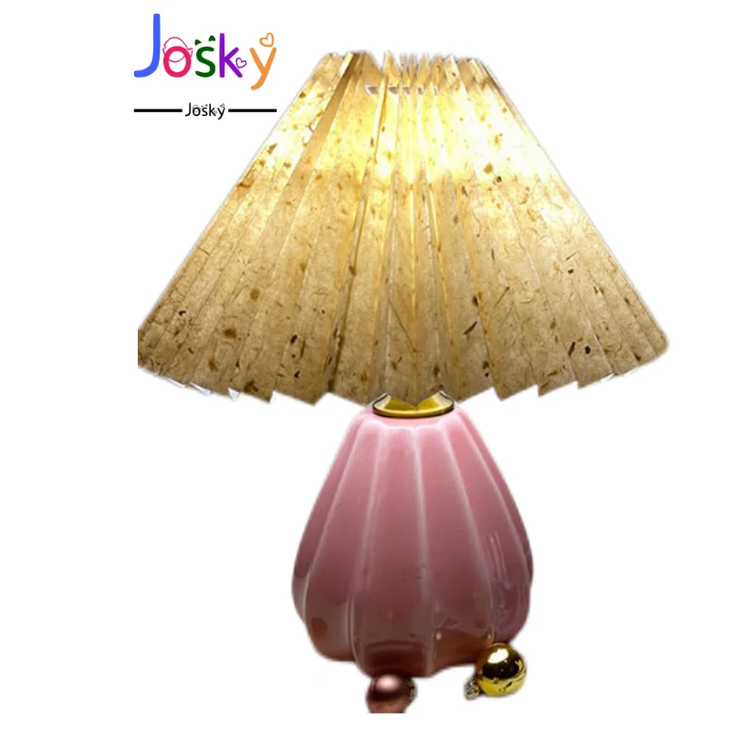 

Creative USB Table Lamp South Korea Vintage Nordic Vintage Pleated Gift Net Red Night Lamp Bedroom Bedside Table Lamp Decoration