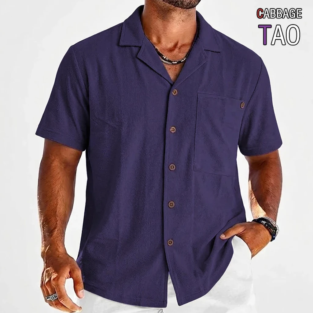 Mens Premium Short Sleeve Linen Shirts Summer Lightweight Breathable Tops Casual Henley and VNeck Shirts Ideal for Everyday Wear
