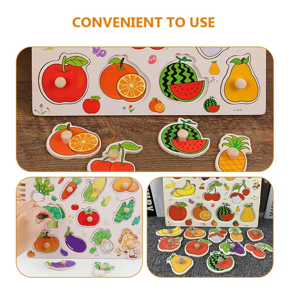 

Toddler Puzzles Fruit Grab Board Toddlers Decorations Wood Toy Baby Toys Colorful Preschool