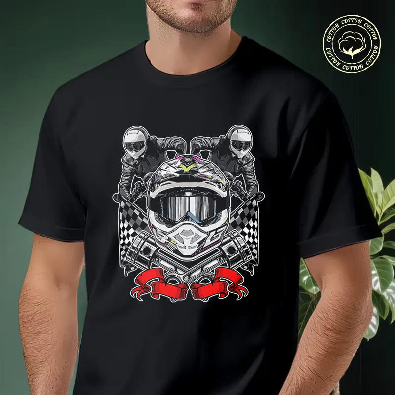 

2026 Shirt Cotton Casual T-shirts Supermoto Helmet And Rider Mens Summer Moto Cycling Sportswear Top Tee