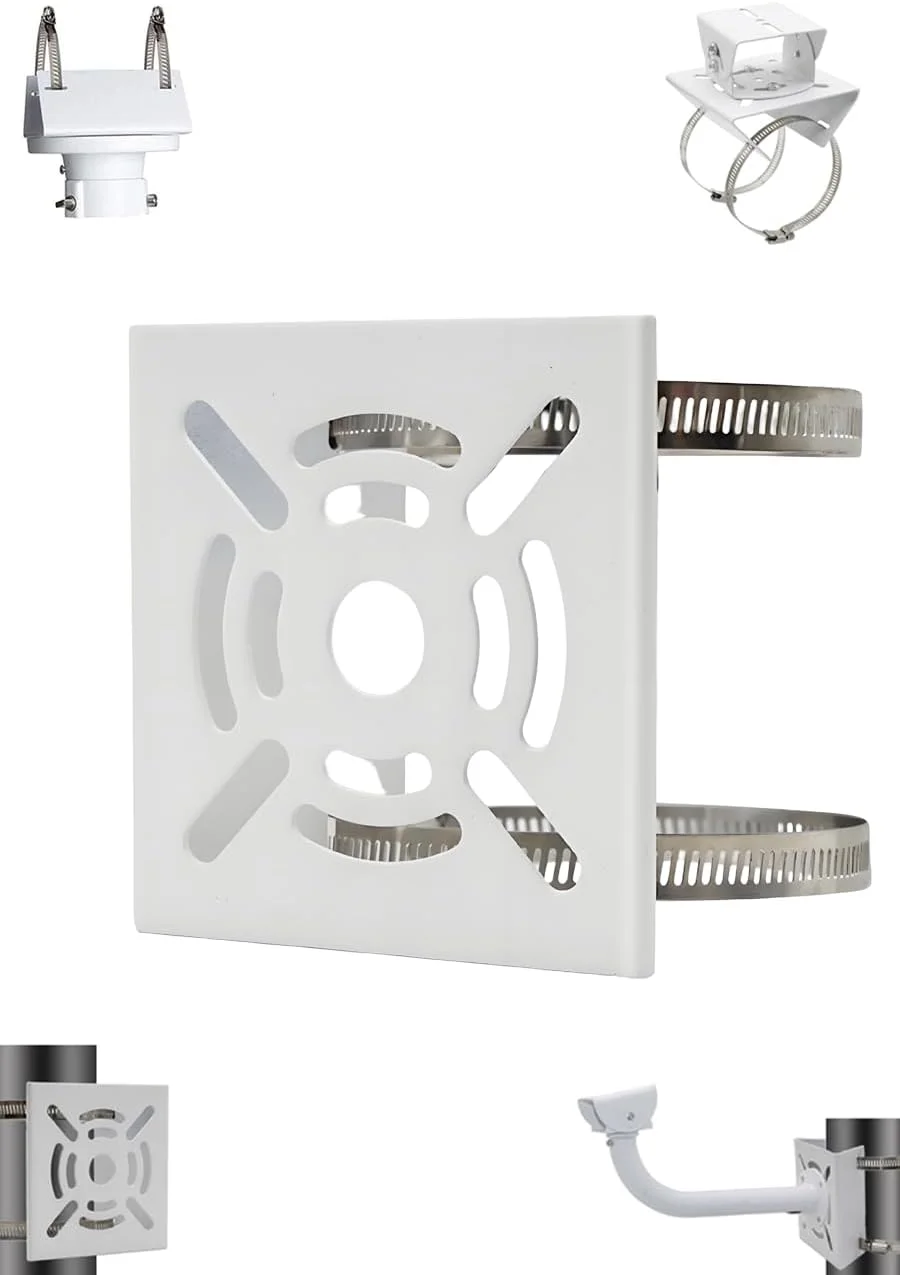 Universal Wall Mounting Bracket with 2 Loops 10cm, Vertical Pole Mount Adapter for CCTV Security Camera PTZ Dome Indoor Outdoor