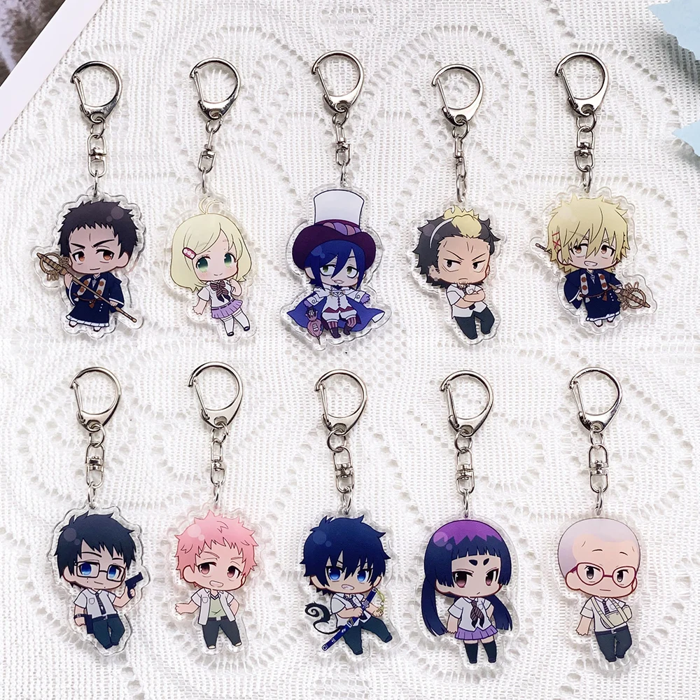 10 Uds. Llaveros acrílicos de personajes de anime Blue Exorcist, accesorios, regalos para amigos, dibujos animados ​   Colgantes para Bolsos y Mochilas