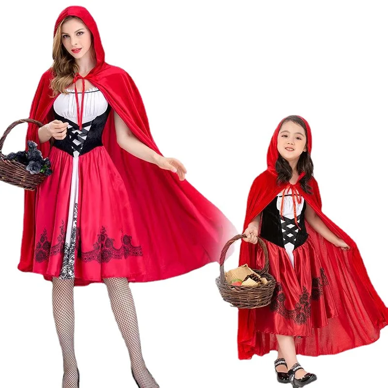 

2025 Hot Sale! European-American Style Little Red Riding Hood Costume | Parent-Child Cosplay Dress for Stage & Halloween