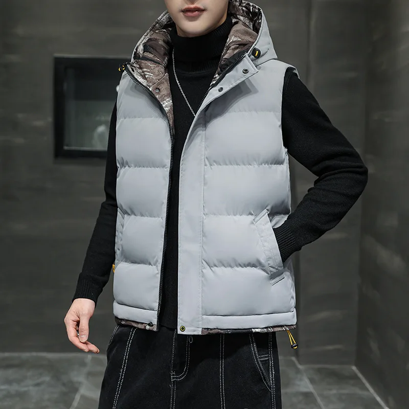 

Autumn and Winter Men's Down Cotton Vest Korean Style Sleeveless Warm Padded Jacket Youth Fashion Casual Track jackets Waistcoat