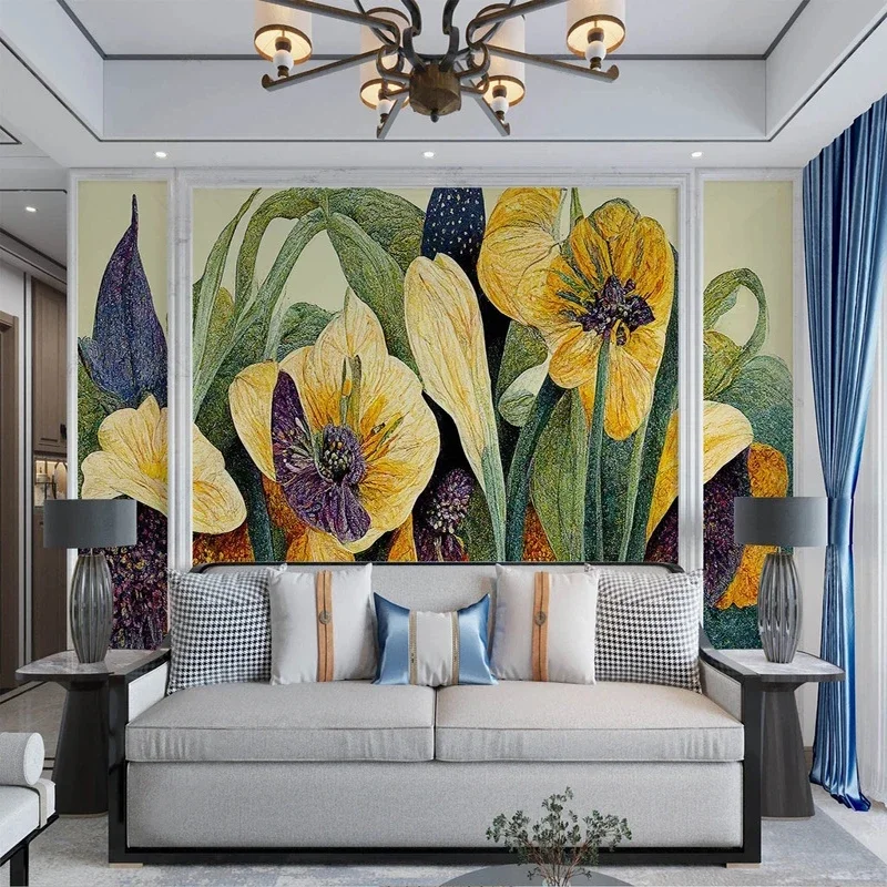 

Custom 3D Modern Garden Flowers Mural Wallpaper Wall Covering Pattern Papel De Parede Tapety Fresco Papel Tapiz For Bedroom Art