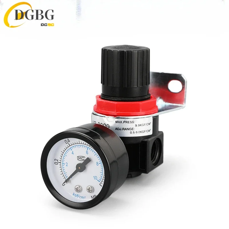 AR2000 1/4 ''Regulador de pressão de ar Controle Compressor Bomba Unidades de tratamento de regulação de gás com medidor ajustável