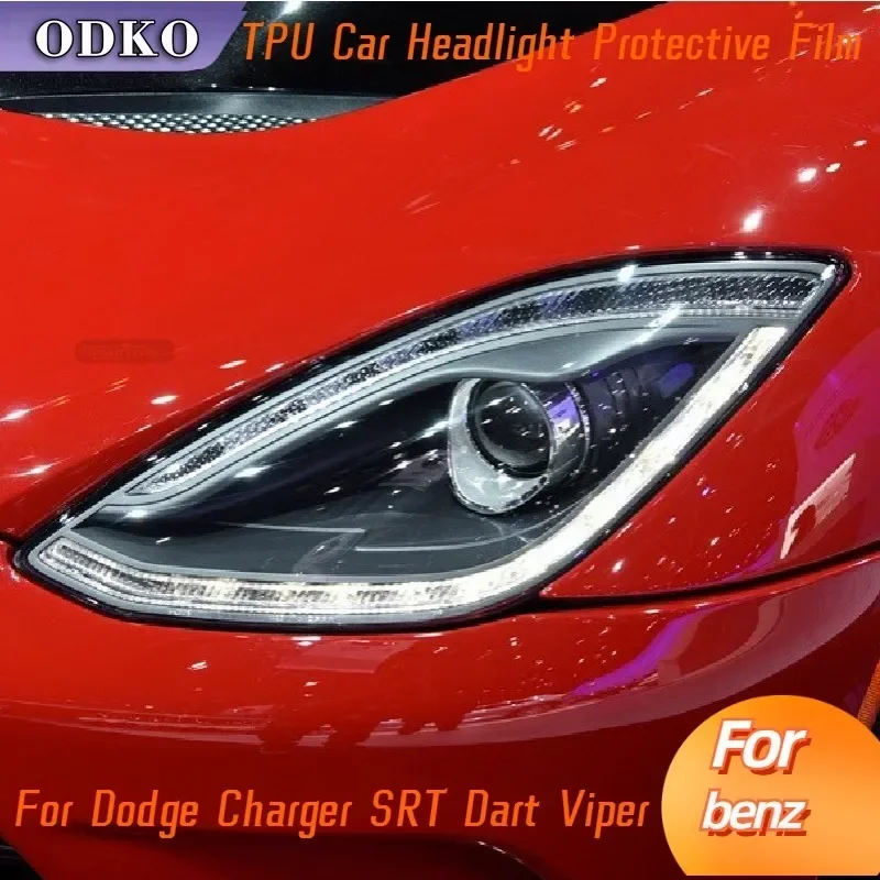 

For Dodge Charger SRT Dart Viper Car Headlight Protection Tint Film Smoke Black Transparent TPU Protective Front Light Sticker