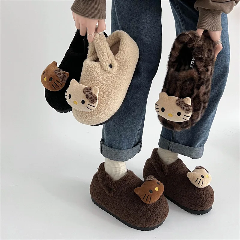 Kawaii مرحبا كيتي القوس تصميم خريف شتاء جديد وصول رقيق النعال مع باطن سميكة لتعزيز الارتفاع تنوعا الفتيات النعال #1