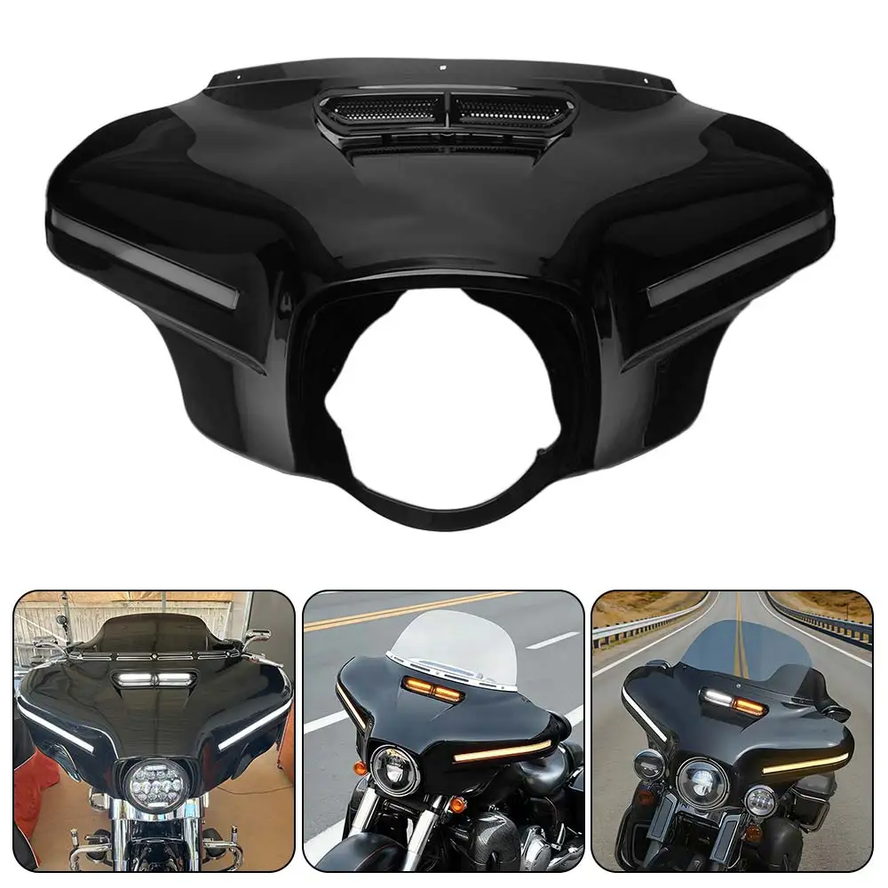 

Передний внешний обтекатель для мотоцикла с LED-подсветкой, подходит для Harley Touring Electra Glide Street Glide Tri Glide 2014-2025, черный, с вентиляционными отверстиями