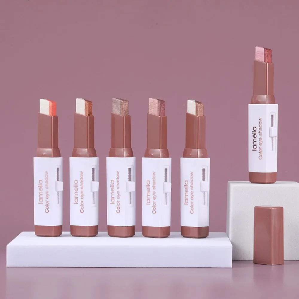 ガール 2色アイシャドウスティック、パールグリッター＆ウォータープルーフシマー、簡単塗布アイペンシル、ナチュラルマットヌードトーン