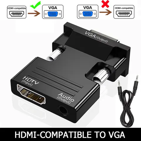 HDMI-compatible to VGA Converter Adapter 1080P VGA Adapter 3.5MM Audio Jack For PC Desktop Laptop to HDTV Projector Video Audio
