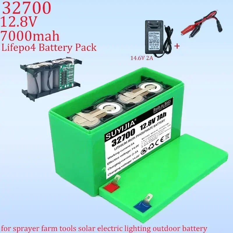 32700 12.8V  Lifepo4 Battery Pack 7000mAh Sprayer Farm Tools Rechargeable Battery Solar Electric Lighting Outdoor Power Supply